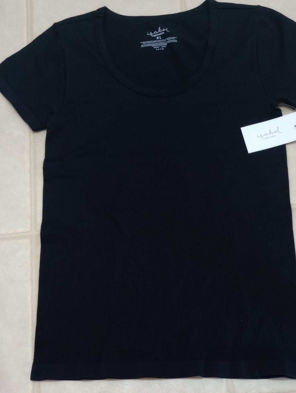 NWT INGRID & ISABEL Black Ribbed Dressy/ Casual Scoop Neck Short Sleeve Tee